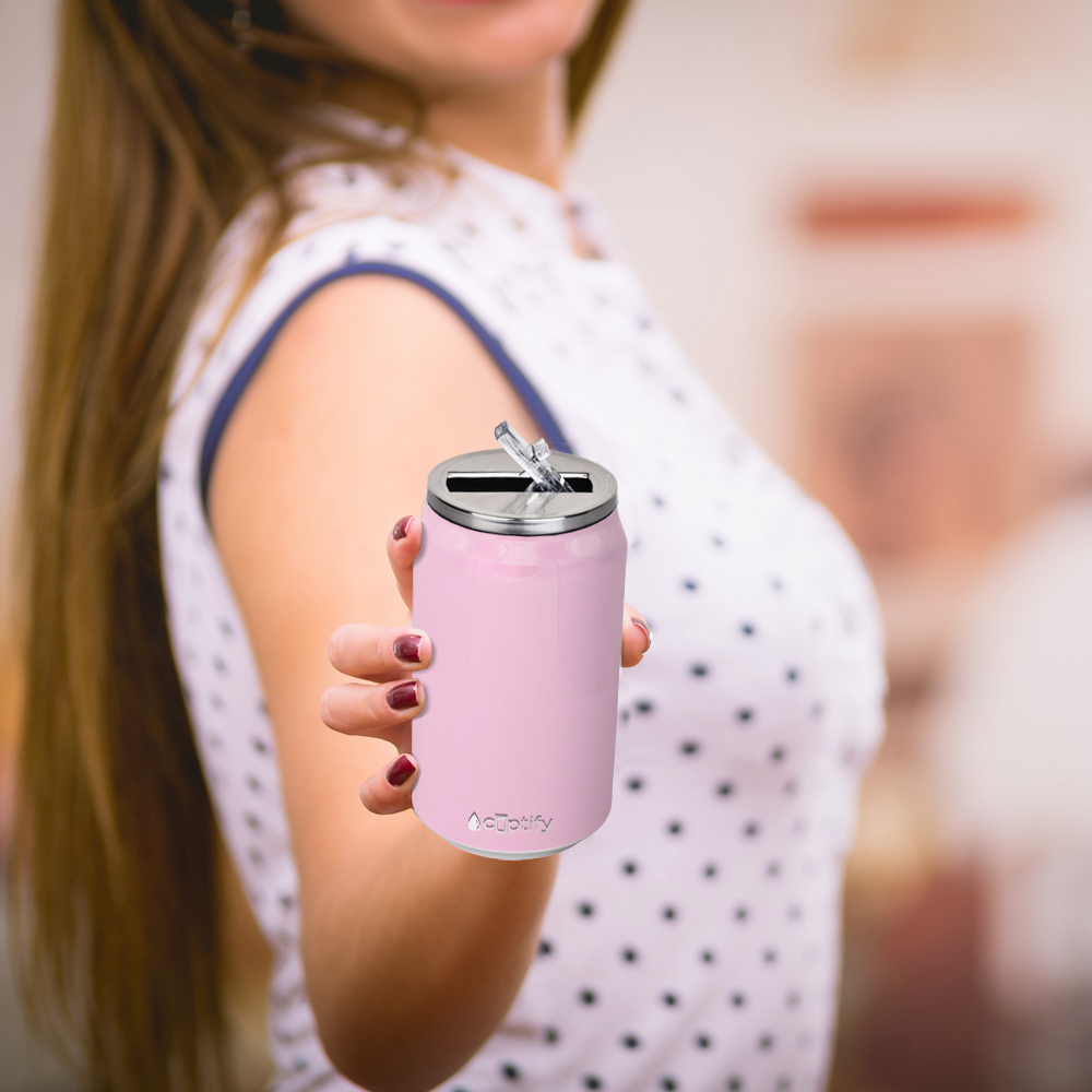 Pastel Pink Gloss 12oz Cola Can Bottle