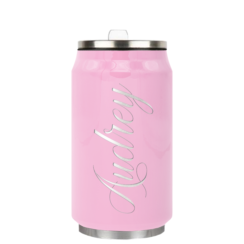 Cuptify Personalized on Pastel Pink Gloss 12 oz Cola Can Bottle