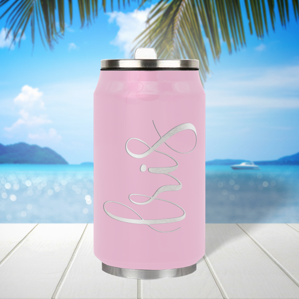 Cuptify Personalized on Pastel Pink Gloss 12 oz Cola Can Bottle