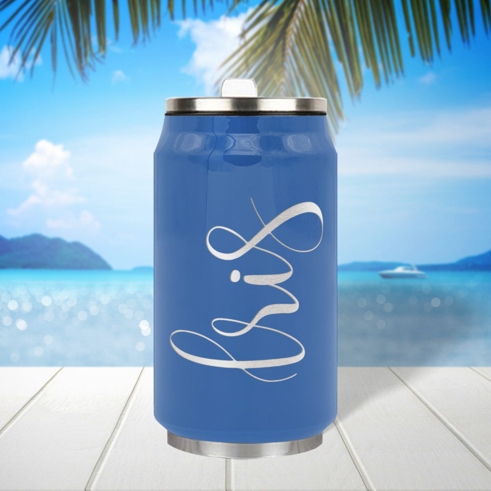 Cuptify Personalized on Sky Blue Gloss 12 oz Cola Can Bottle