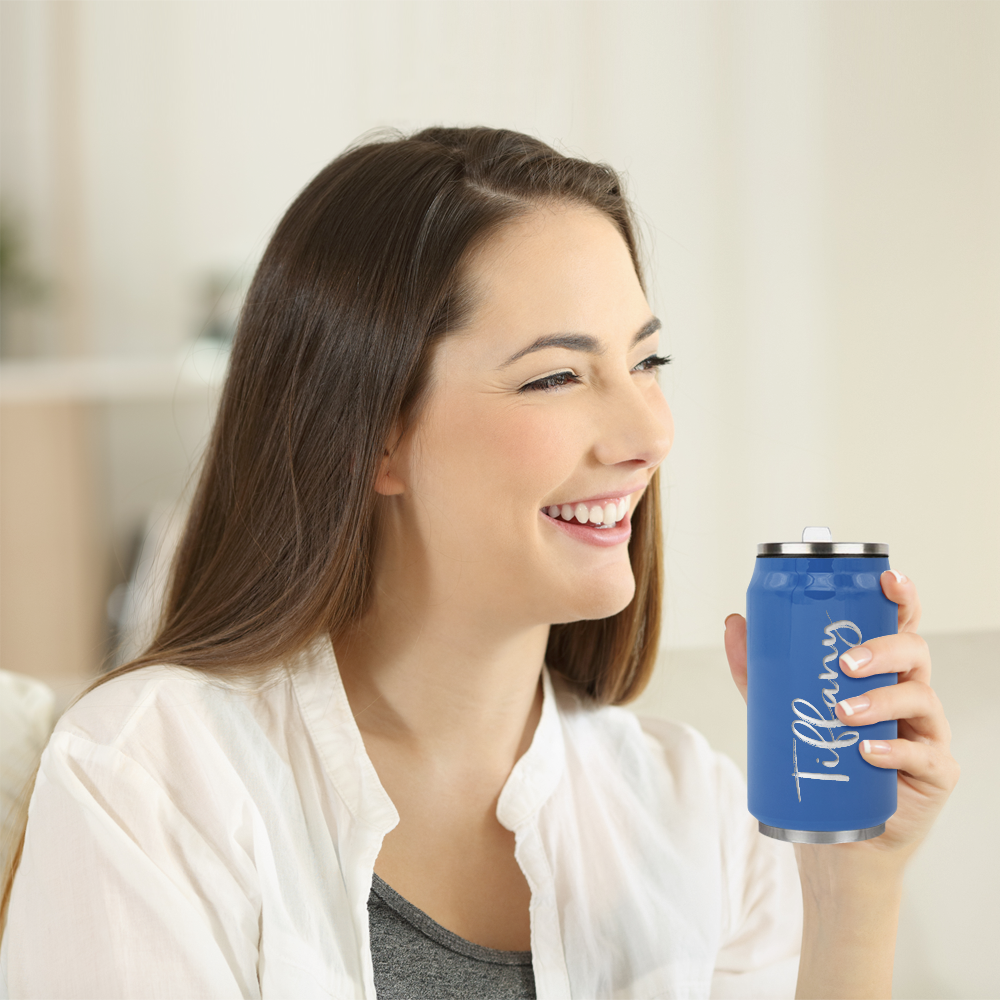 Cuptify Personalized on Sky Blue Gloss 12 oz Cola Can Bottle