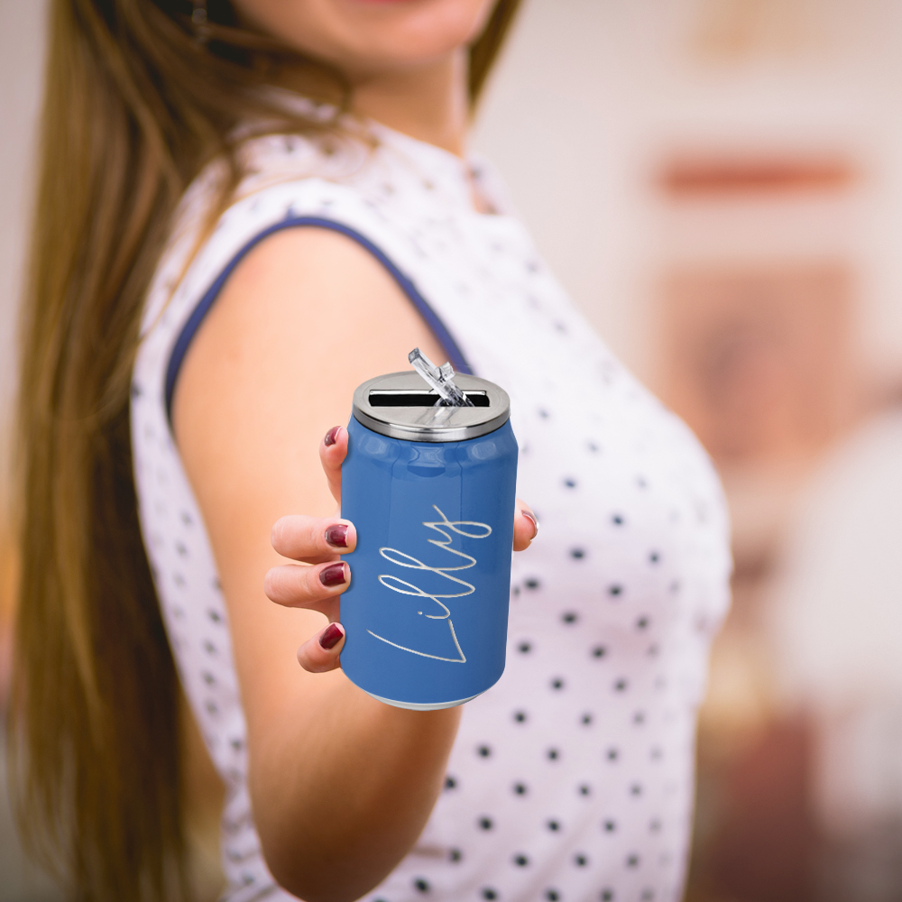 Cuptify Personalized on Sky Blue Gloss 12 oz Cola Can Bottle