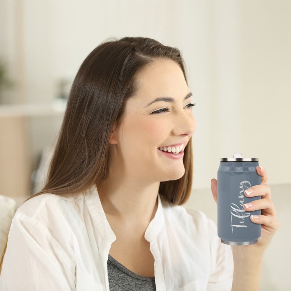 Cuptify Personalized on Squirrel Gray Gloss 12 oz Cola Can Bottle