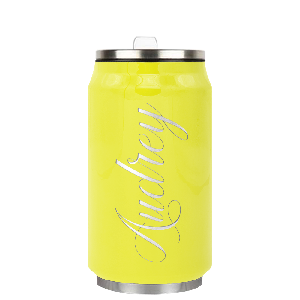Cuptify Personalized on Sunshine Yellow Gloss 12 oz Cola Can Bottle