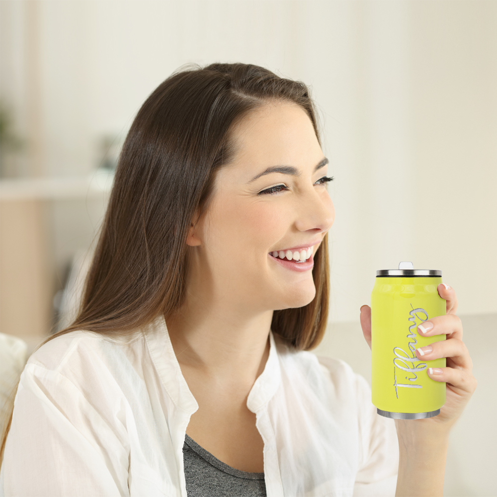 Cuptify Personalized on Sunshine Yellow Gloss 12 oz Cola Can Bottle