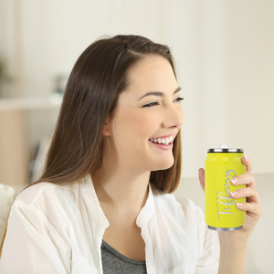 Cuptify Personalized on Yellow Gloss 12 oz Cola Can Bottle