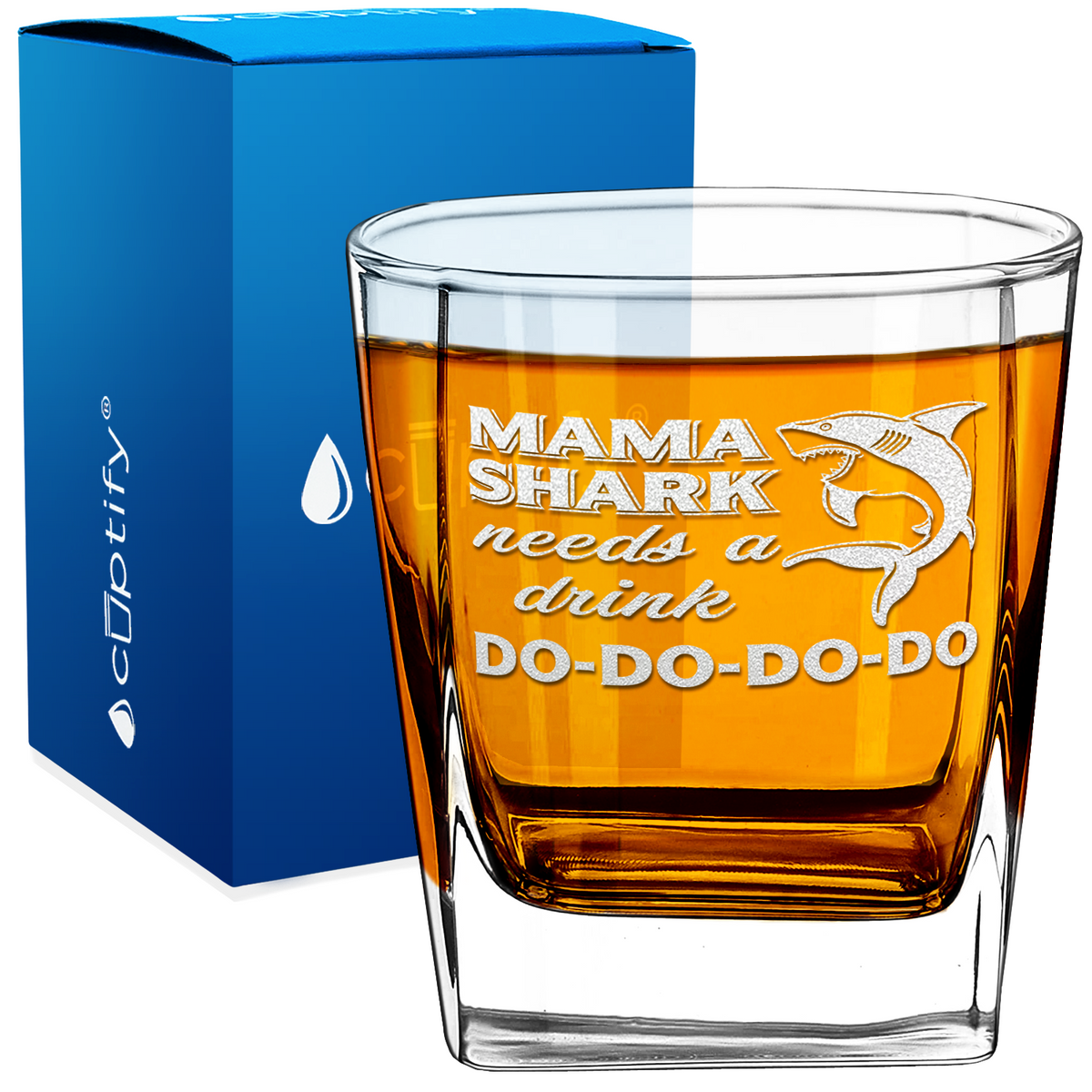 Mama Shark Needs A Drink 12oz Double Old Fashioned Glass