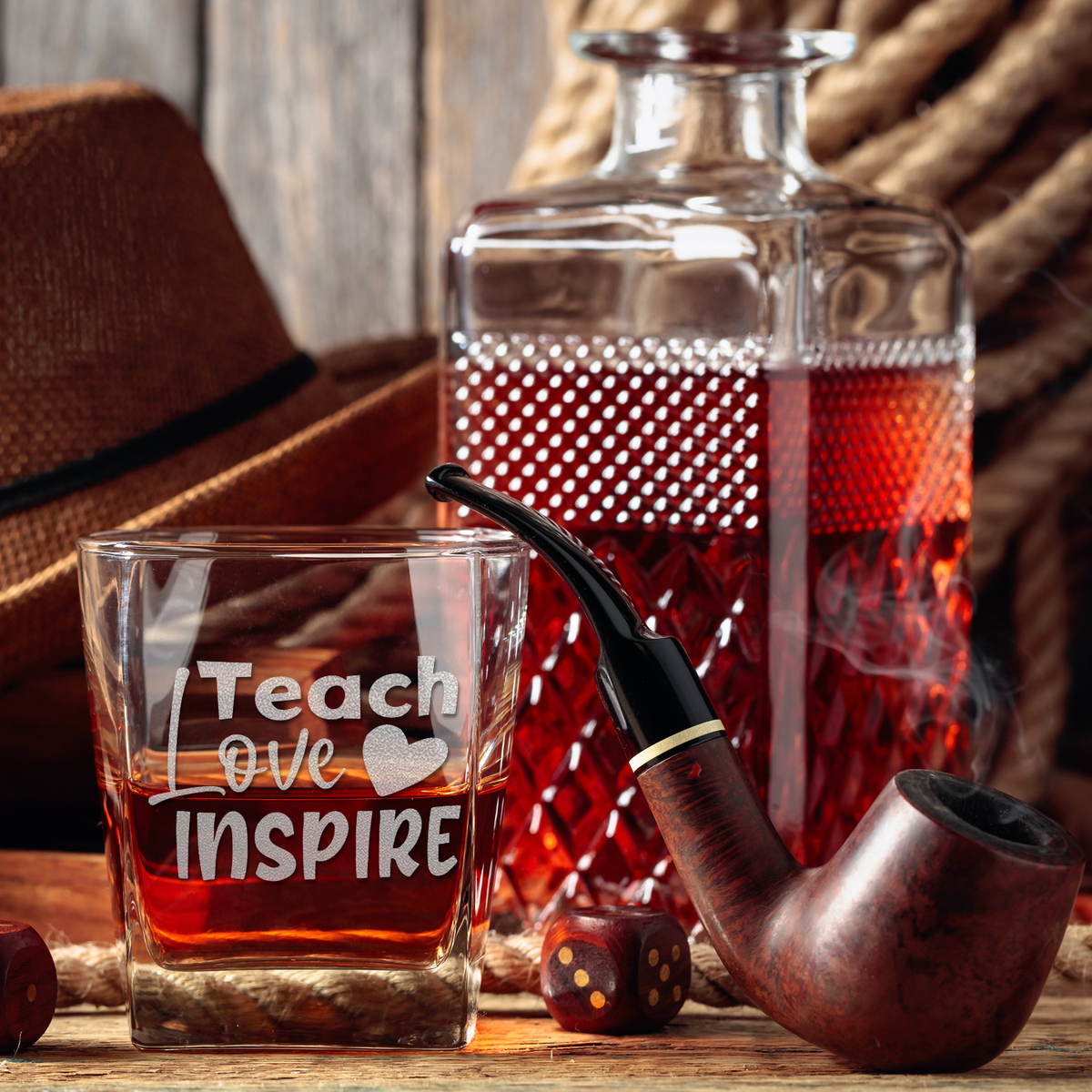 Teach Love Inspire on 12oz Double Old Fashioned Glass