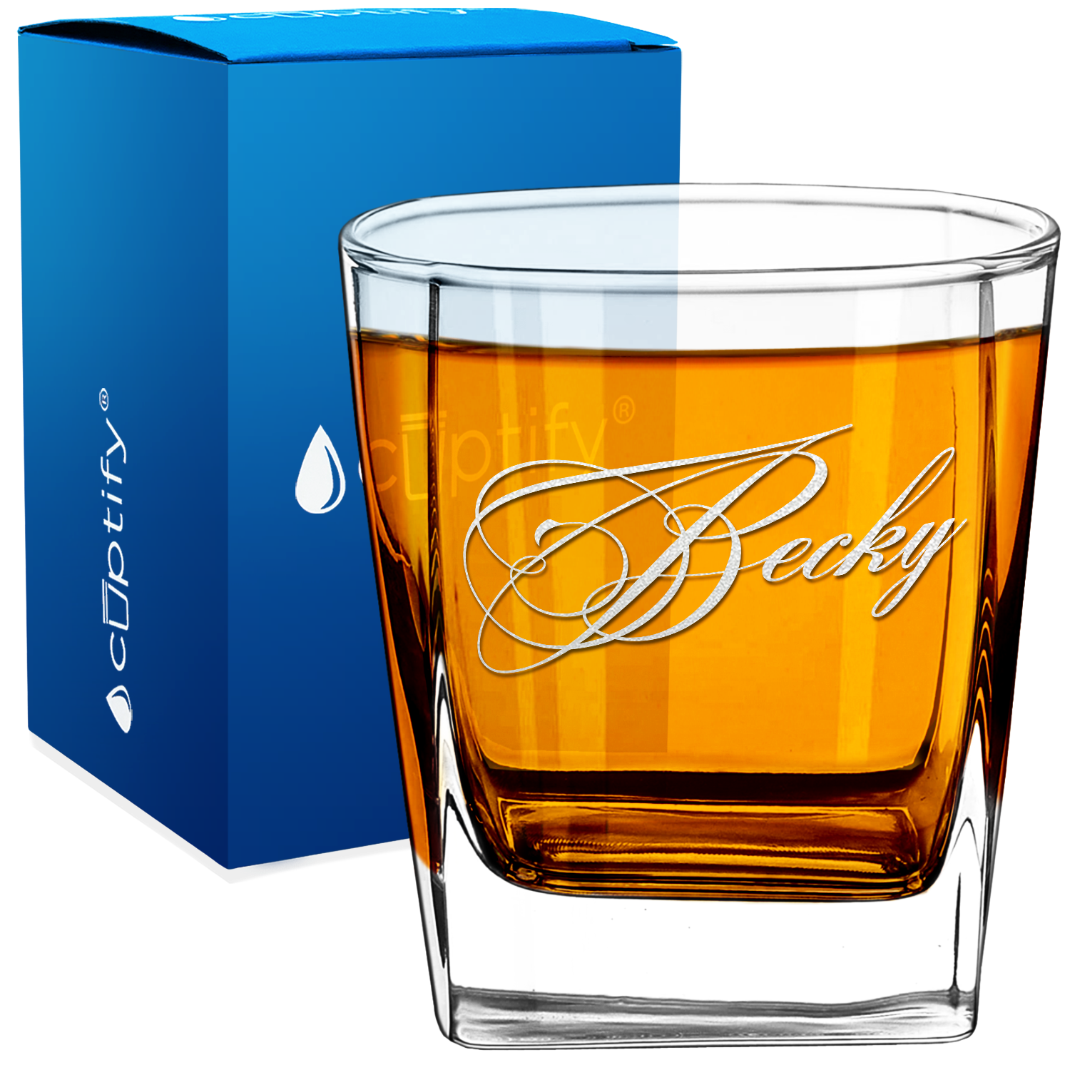 Personalized Decorative Script 12oz Double Old Fashioned Glass