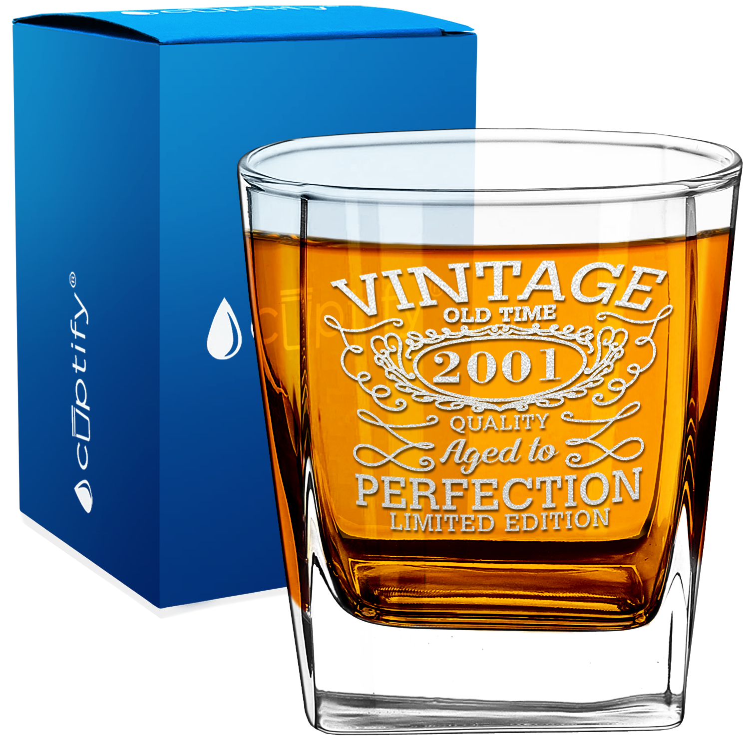 24th Birthday Vintage 24 Years Old Time 2001 Quality on 12oz Double Old Fashioned Glass