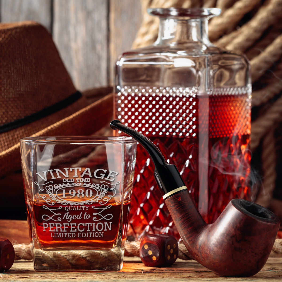 45th Birthday Vintage 45 Years Old Time 1980 Quality on 12oz Double Old Fashioned Glass