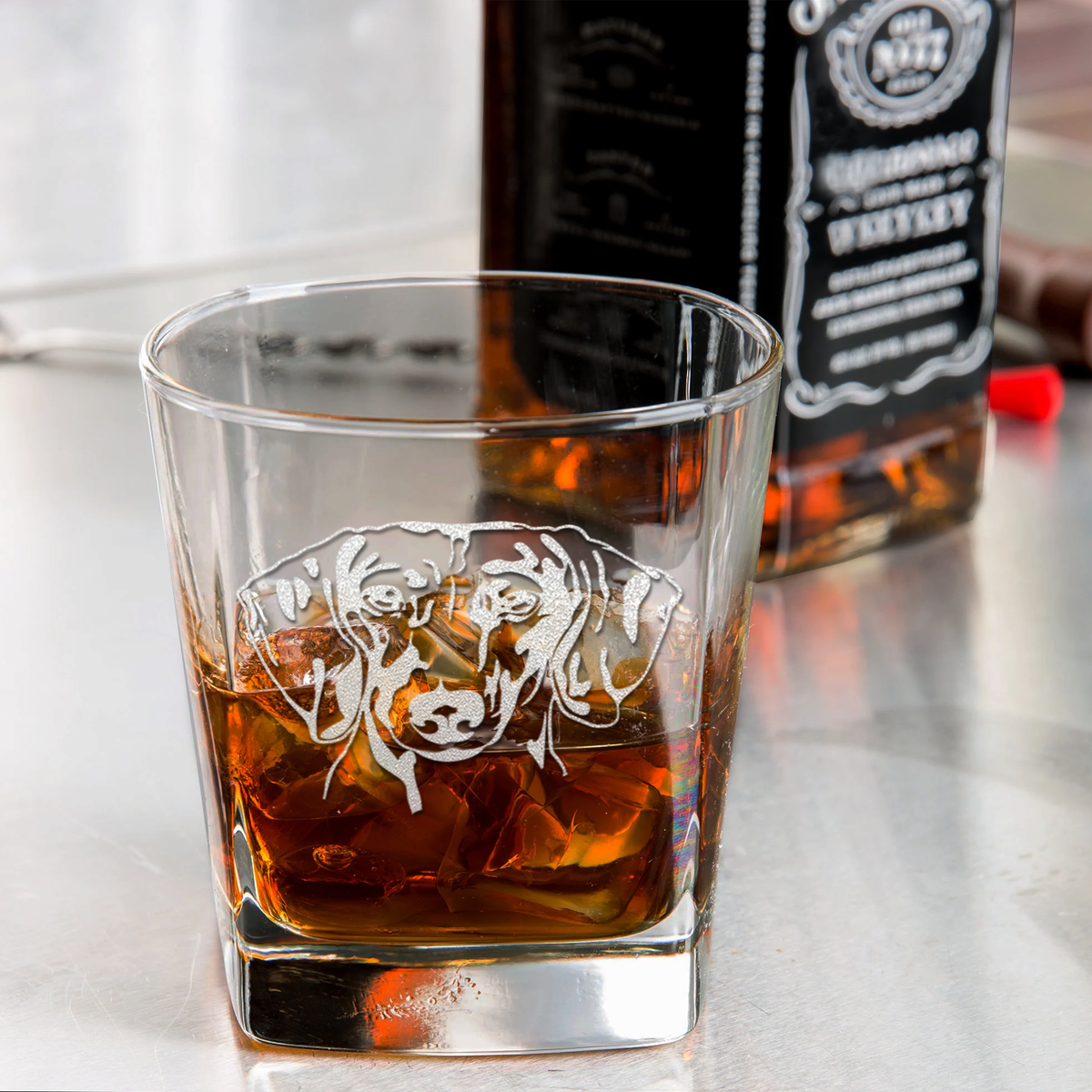 Dachshund Head on 12oz Double Old Fashioned Glass