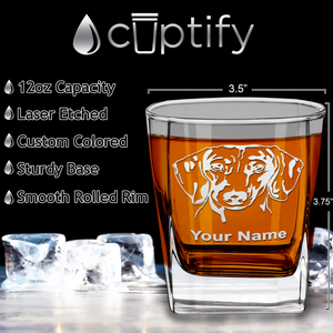 Personalized Dachshund Head Etched on 12oz Double Old Fashioned Glass