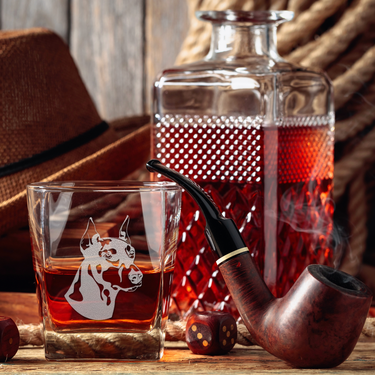 Doberman Pinscher on 12oz Double Old Fashioned Glass