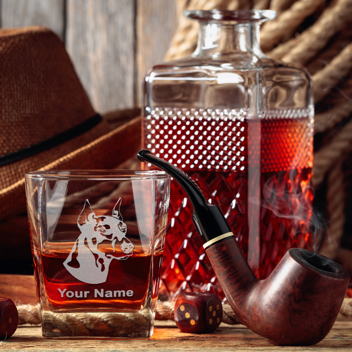 Personalized Doberman Pinscher on 12oz Double Old Fashioned Glass