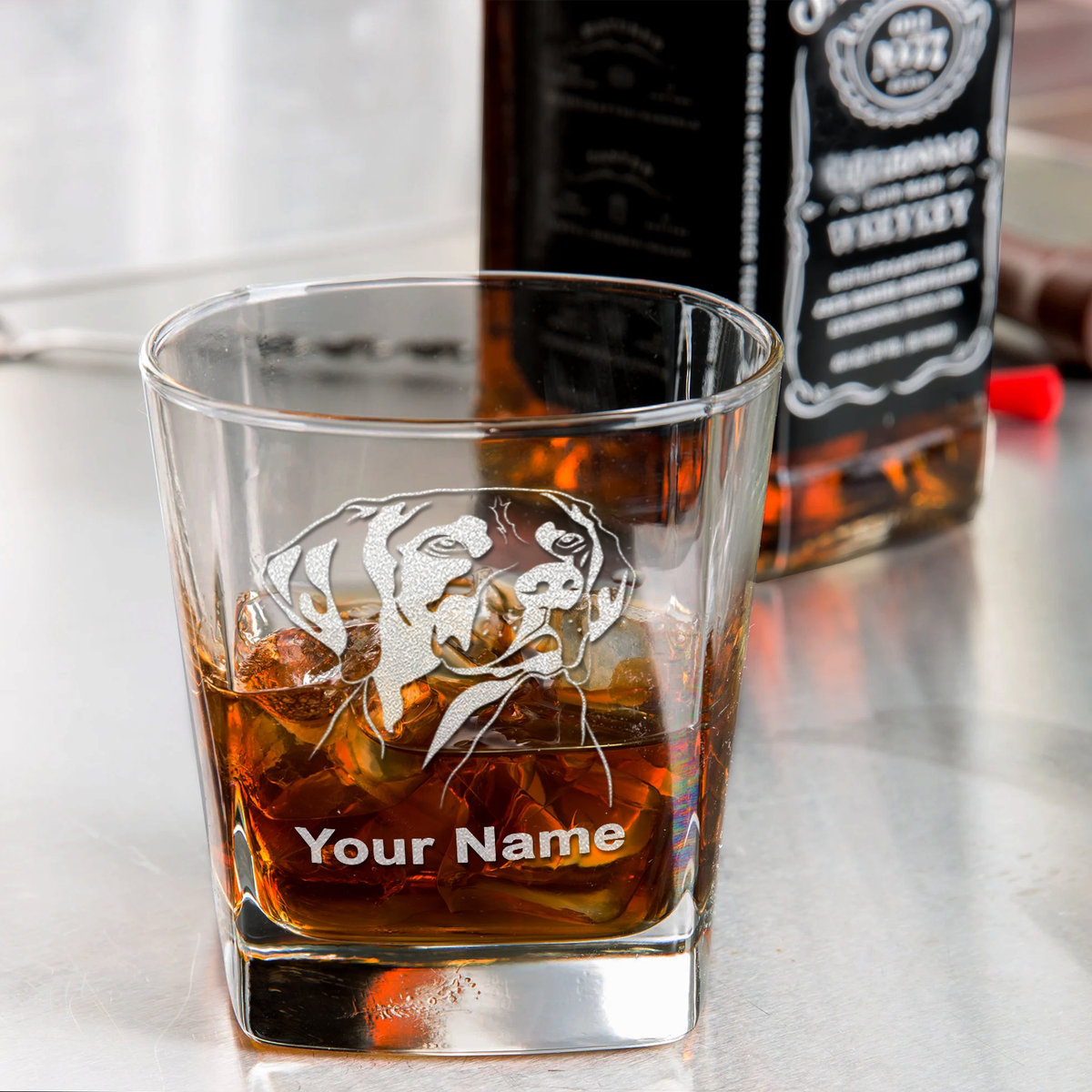 Personalized German Shorthaired Pointer Head on 12oz Double Old Fashioned Glass