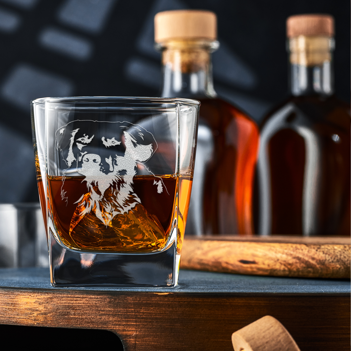 Golden Retriever on 12oz Double Old Fashioned Glass