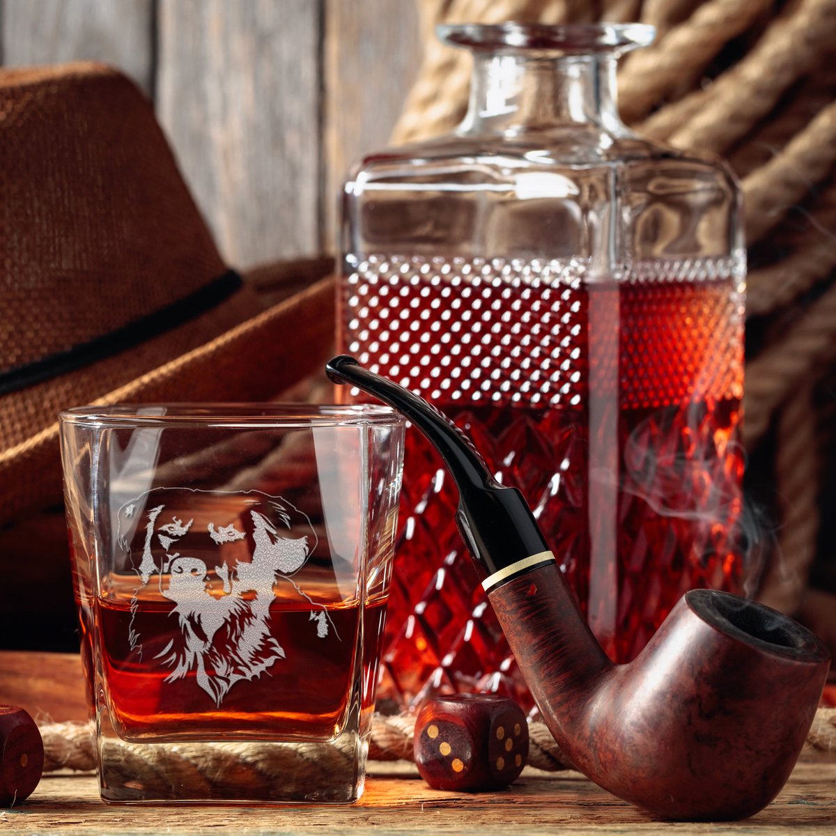 Golden Retriever on 12oz Double Old Fashioned Glass