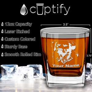 Personalized Golden Retriever Etched on 12oz Double Old Fashioned Glass