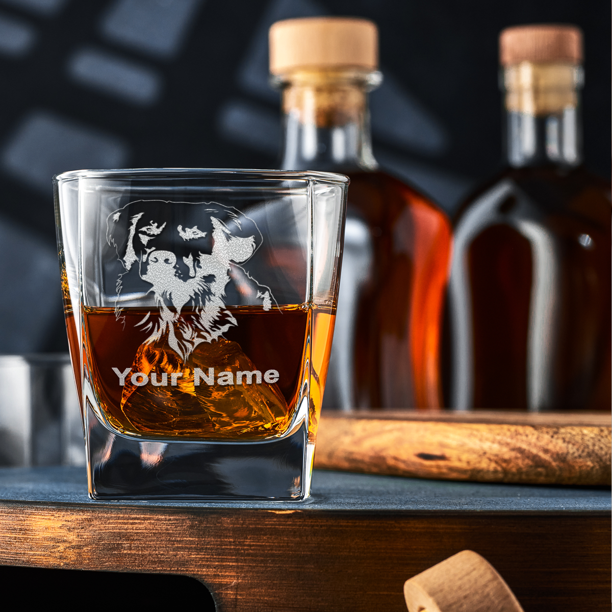 Personalized Golden Retriever on 12oz Double Old Fashioned Glass