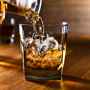 Personalized Golden Retriever Etched on 12oz Double Old Fashioned Glass