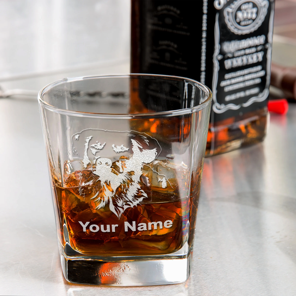 Personalized Golden Retriever on 12oz Double Old Fashioned Glass