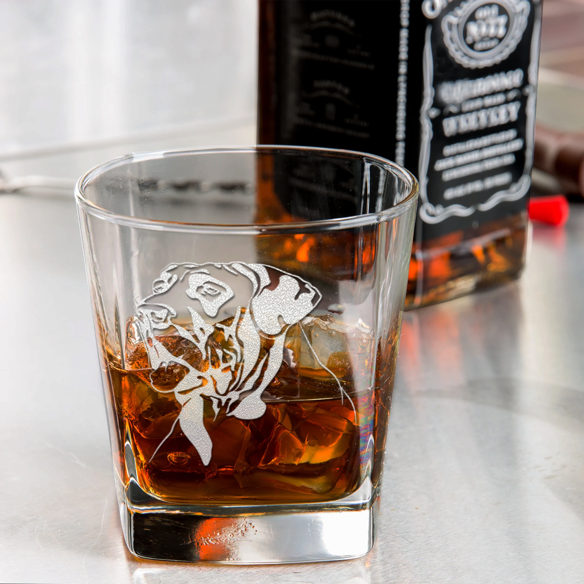 Great Dane Head on 12oz Double Old Fashioned Glass