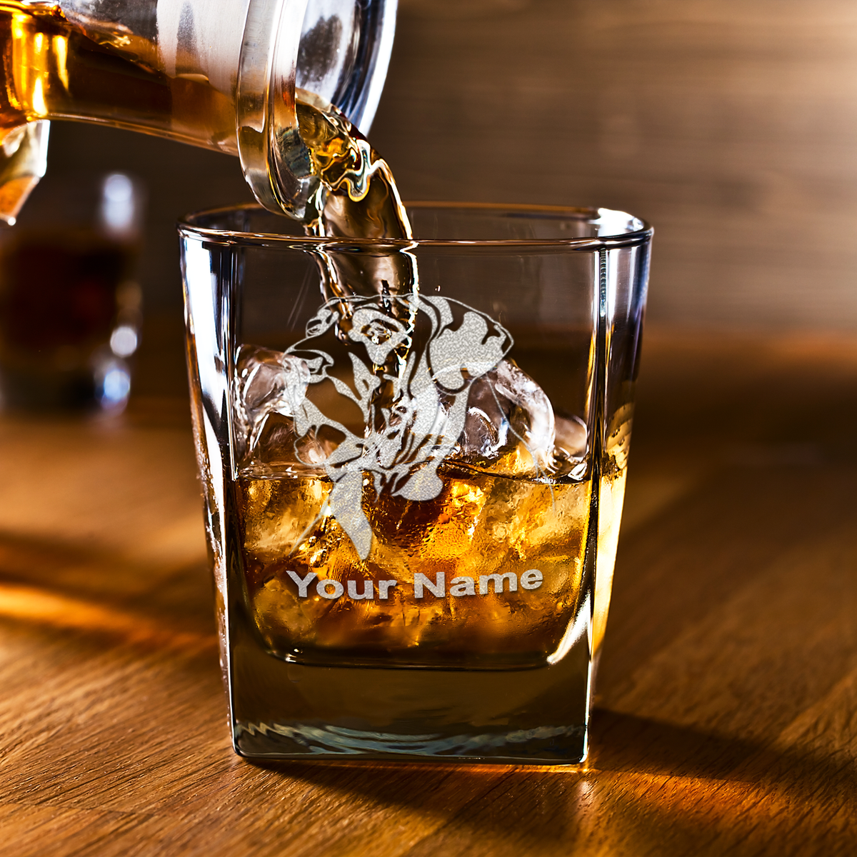 Personalized Great Dane Head on 12oz Double Old Fashioned Glass