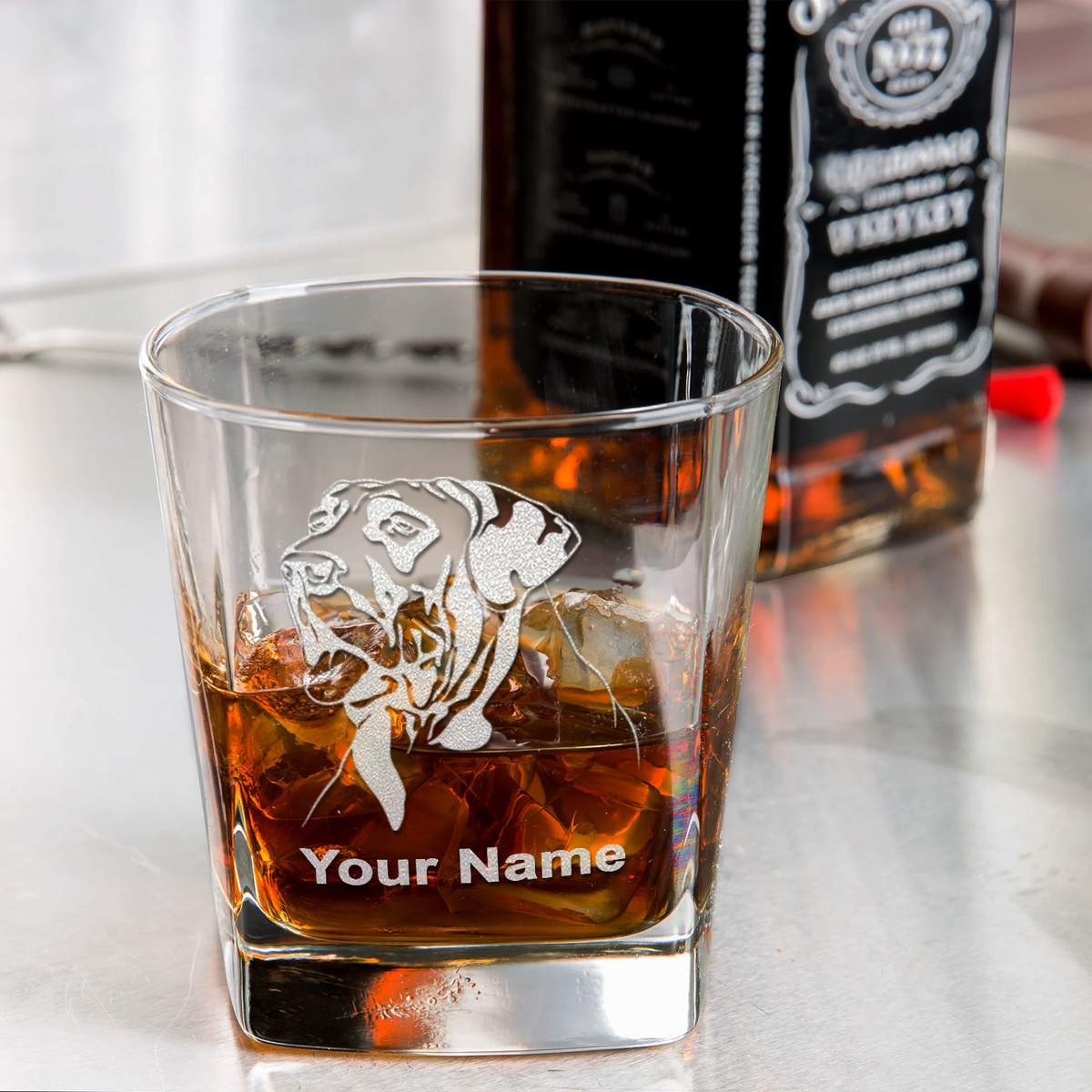 Personalized Great Dane Head on 12oz Double Old Fashioned Glass