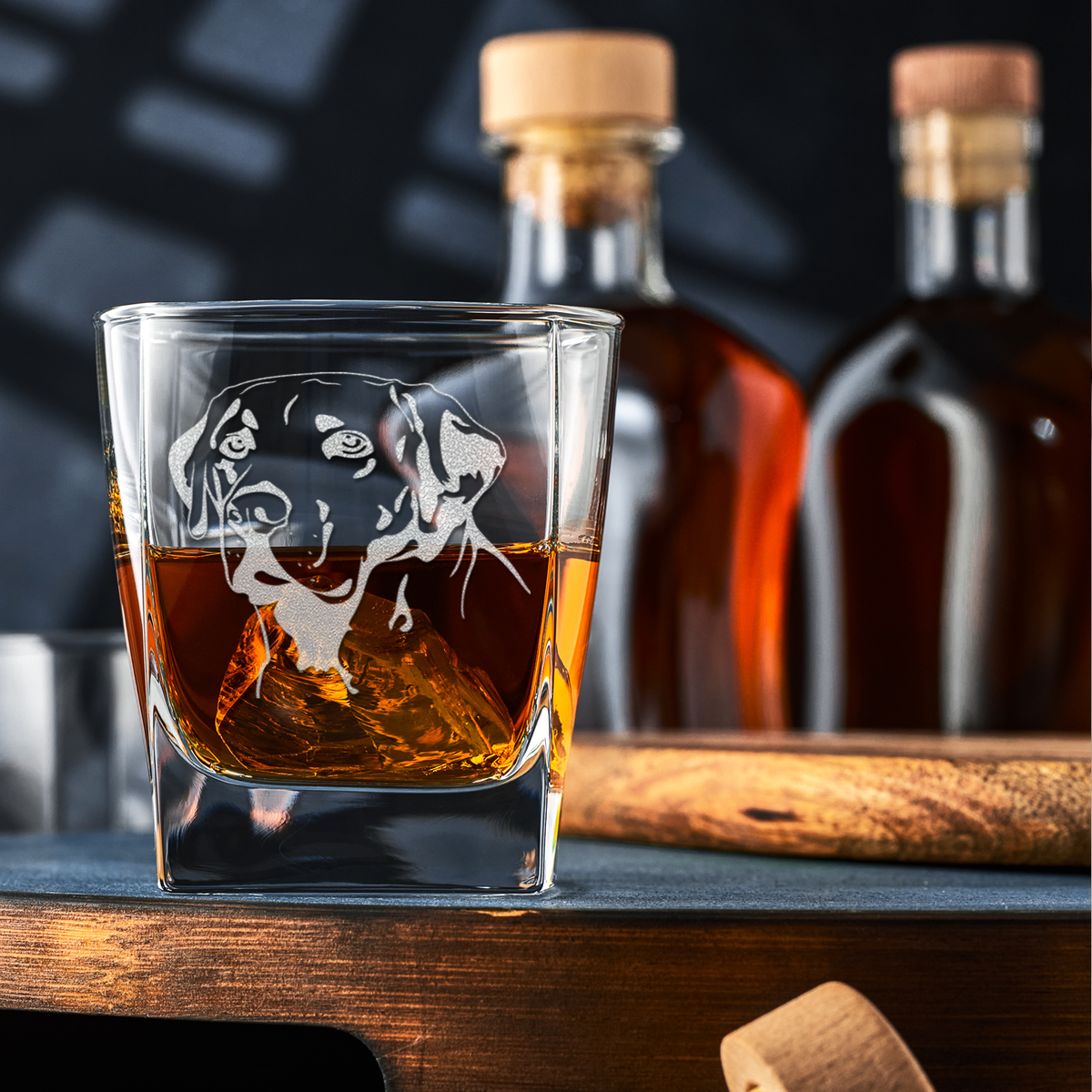 Labrador Head on 12oz Double Old Fashioned Glass