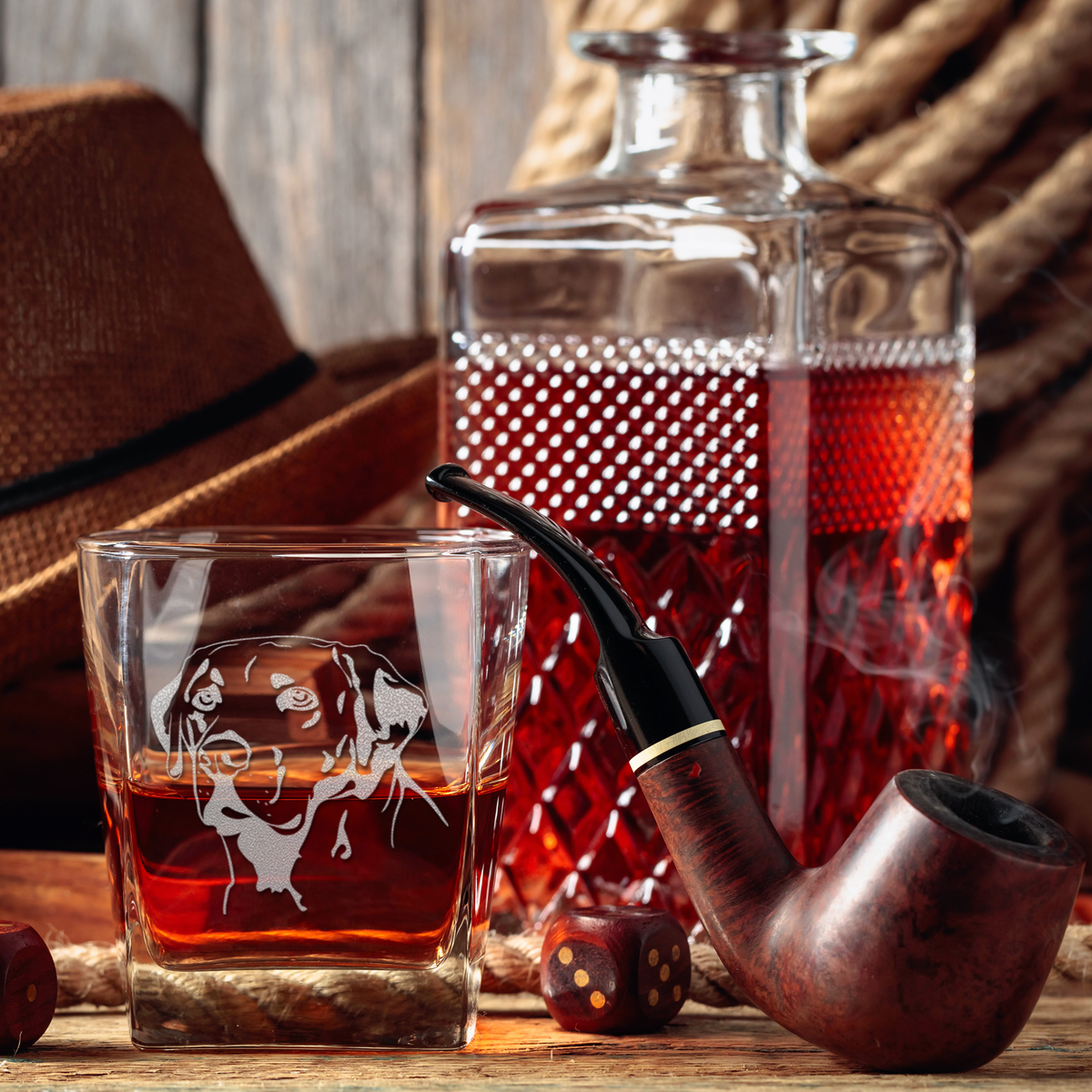 Labrador Head on 12oz Double Old Fashioned Glass