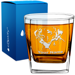 Personalized Labrador Head Etched on 12oz Double Old Fashioned Glass
