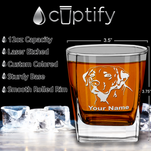 Personalized Labrador Head Etched on 12oz Double Old Fashioned Glass