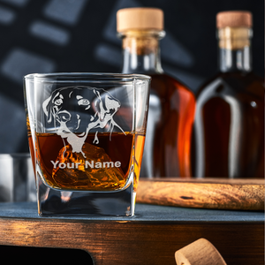 Personalized Labrador Head Etched on 12oz Double Old Fashioned Glass