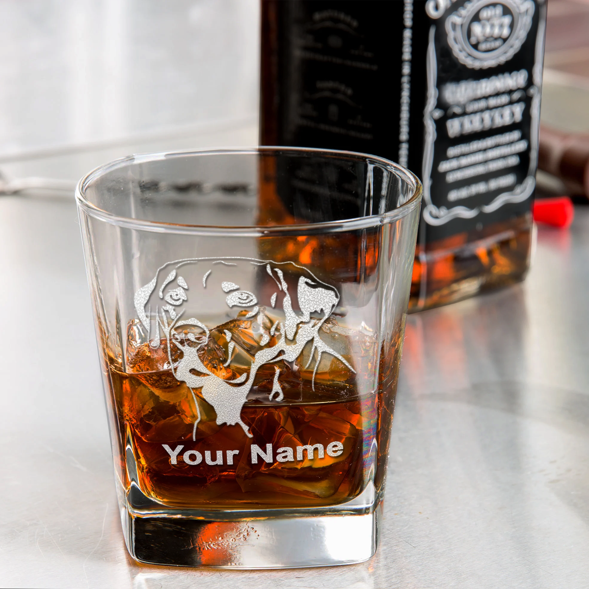 Personalized Labrador Head on 12oz Double Old Fashioned Glass
