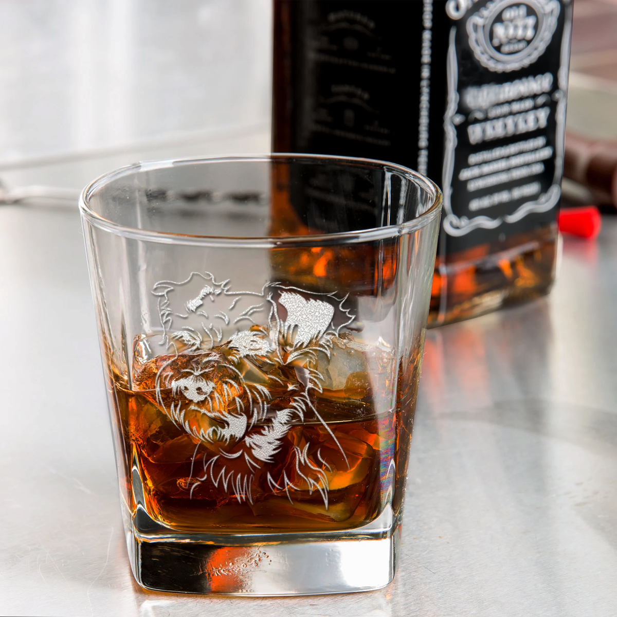 Miniature Schnauzer Head on 12oz Double Old Fashioned Glass