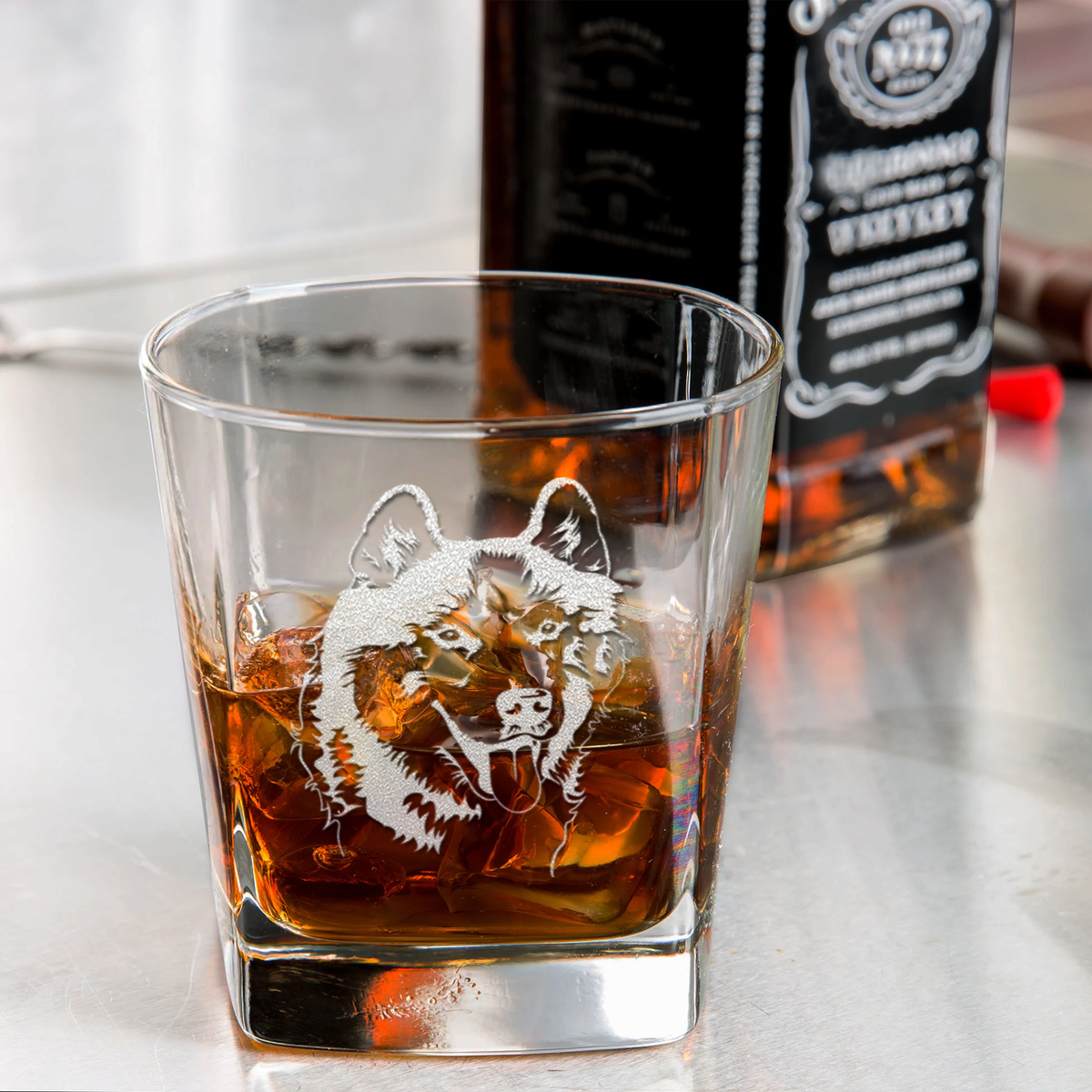 Siberian Huskie Head on 12oz Double Old Fashioned Glass