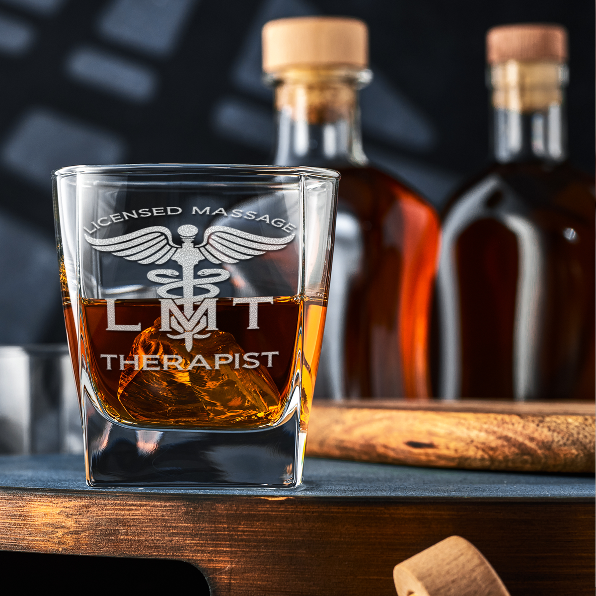 LMT Licensed Massage Therapist on 12oz Double Old Fashioned Glass