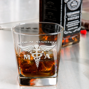 MA Medical Assistant Etched on 12oz Double Old Fashioned Glass