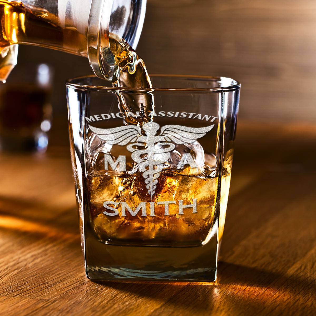 Personalized MA Medical Assistant on 12oz Double Old Fashioned Glass