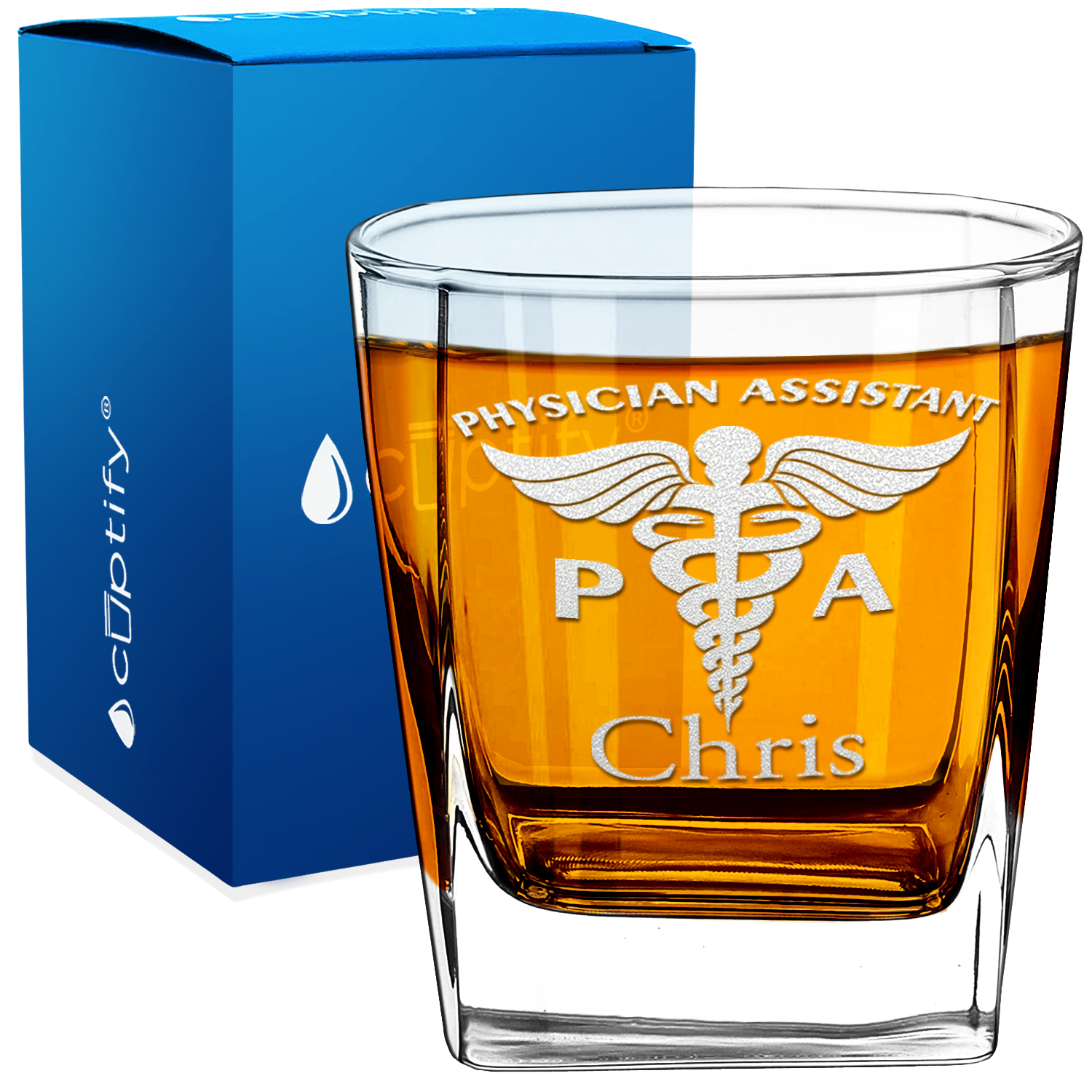 Personalized PA Physician Assistant on 12oz Double Old Fashioned Glass
