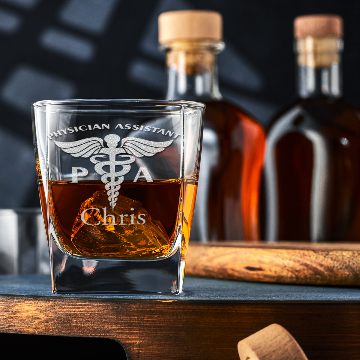 Personalized PA Physician Assistant on 12oz Double Old Fashioned Glass