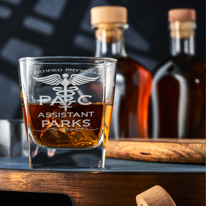 Personalized PA-C Certified Physician Assistant Etched on 12oz Double Old Fashioned Glass
