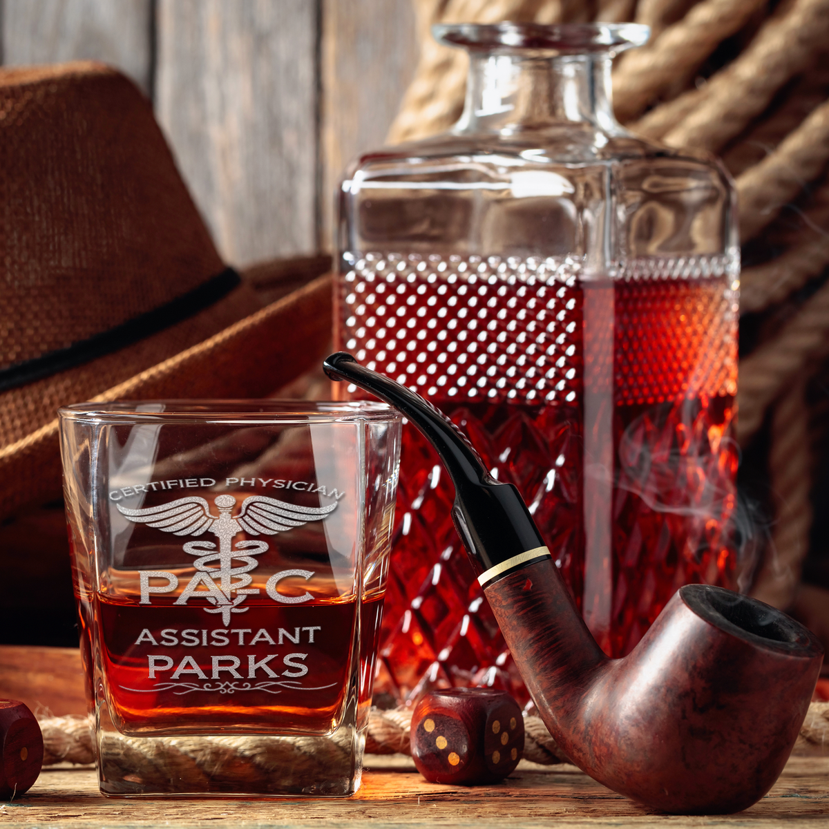 Personalized PA-C Certified Physician Assistant on 12oz Double Old Fashioned Glass