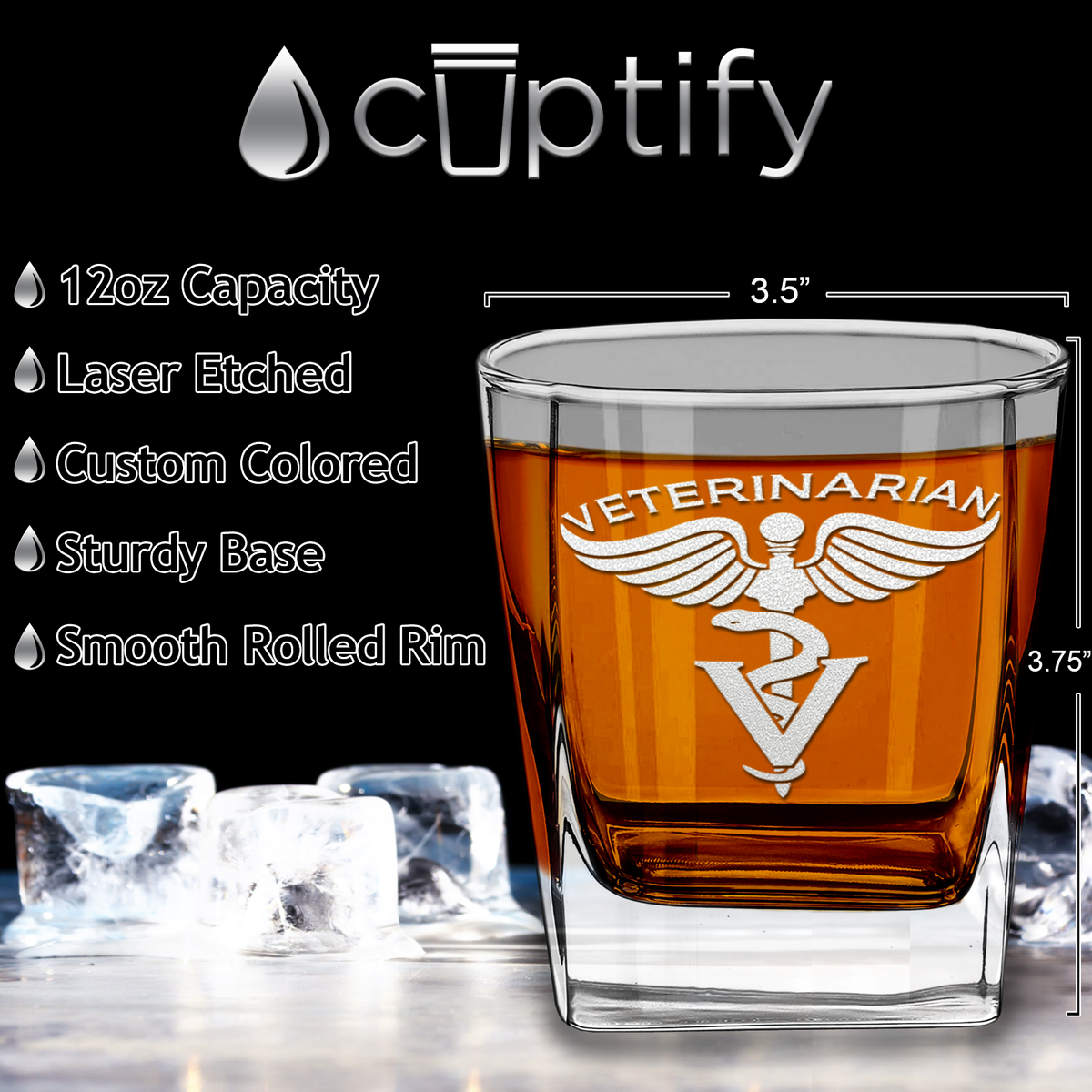 Veterinarian on 12oz Double Old Fashioned Glass