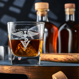 Veterinarian Etched on 12oz Double Old Fashioned Glass