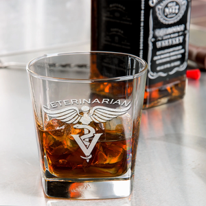 Veterinarian Etched on 12oz Double Old Fashioned Glass
