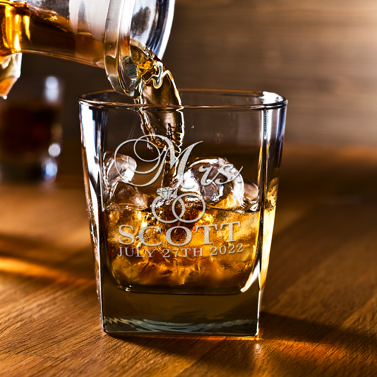 Personalized Wedding Rings Mr. on 12oz Double Old Fashioned Glass