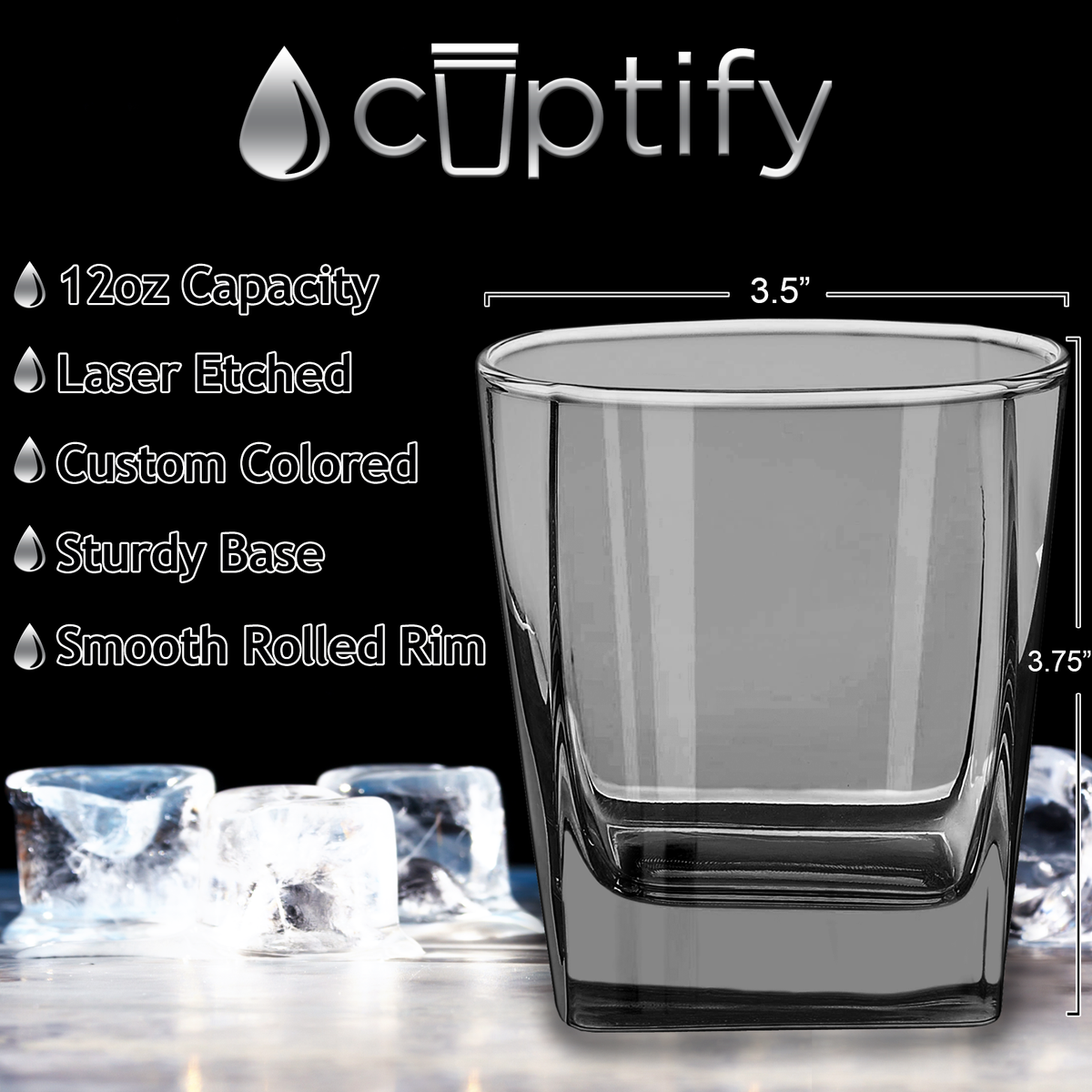 Black Bottom 12oz Double Old Fashioned Glass