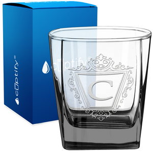 Personalized Classic Crest Etched 12oz Double Old Fashioned Glass